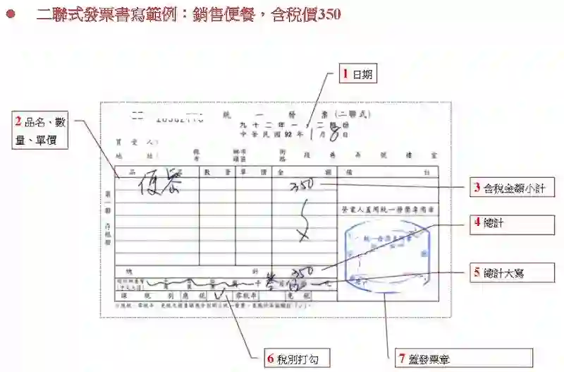 二聯式統一發票
